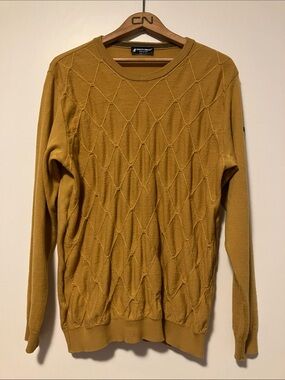 Men's Textured Mustard SweaterGreen Coast Made in Italy 💯 extrafine MerinoWhool